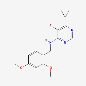molecular formula C16H18FN3O2 B2502017 6-Cyclopropyl-N-[(2,4-dimethoxyphenyl)methyl]-5-fluoropyrimidin-4-amine CAS No. 2415526-23-5