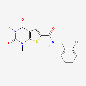 molecular formula C16H14ClN3O3S B2502031 N-(2-chlorobenzyl)-1,3-dimethyl-2,4-dioxo-1,2,3,4-tetrahydrothieno[2,3-d]pyrimidine-6-carboxamide CAS No. 946206-77-5