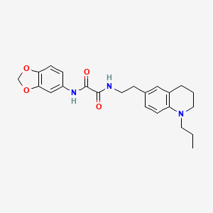 molecular formula C23H27N3O4 B2502046 N1-(benzo[d][1,3]dioxol-5-yl)-N2-(2-(1-propyl-1,2,3,4-tetrahydroquinolin-6-yl)ethyl)oxalamide CAS No. 955529-03-0