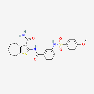 molecular formula C24H25N3O5S2 B2502049 2-[3-(4-methoxybenzenesulfonamido)benzamido]-4H,5H,6H,7H,8H-cyclohepta[b]thiophene-3-carboxamide CAS No. 886899-28-1