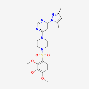 molecular formula C22H28N6O5S B2502052 4-(3,5-dimethyl-1H-pyrazol-1-yl)-6-(4-((2,3,4-trimethoxyphenyl)sulfonyl)piperazin-1-yl)pyrimidine CAS No. 1171964-79-6