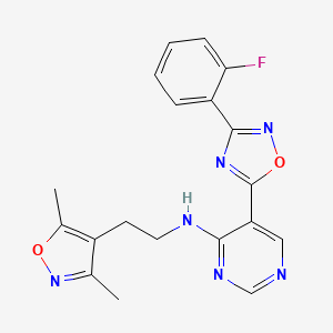 N-(2-(3,5-dimethylisoxazol-4-yl)ethyl)-5-(3-(2-fluorophenyl)-1,2,4-oxadiazol-5-yl)pyrimidin-4-amine