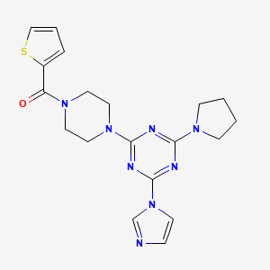 (4-(4-(1H-imidazol-1-yl)-6-(pyrrolidin-1-yl)-1,3,5-triazin-2-yl)piperazin-1-yl)(thiophen-2-yl)methanone