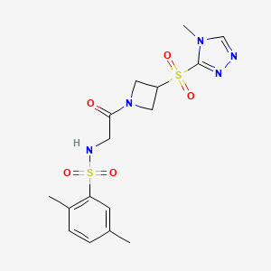 molecular formula C16H21N5O5S2 B2502065 2,5-二甲基-N-(2-(3-((4-甲基-4H-1,2,4-三唑-3-基)磺酰基)氮杂环丁-1-基)-2-氧代乙基)苯磺酰胺 CAS No. 2034356-62-0