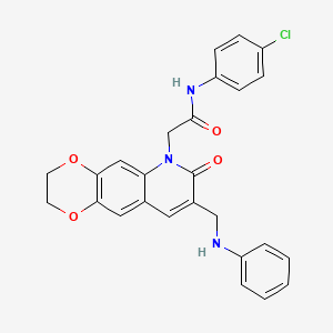 molecular formula C26H22ClN3O4 B2502068 2-[8-(anilinomethyl)-7-oxo-2,3-dihydro[1,4]dioxino[2,3-g]quinolin-6(7H)-yl]-N-(4-chlorophenyl)acetamide CAS No. 894549-20-3
