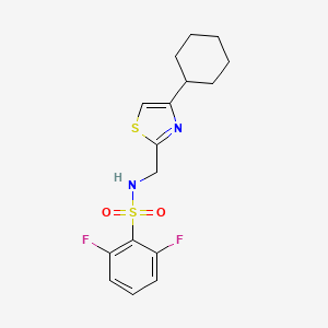 molecular formula C16H18F2N2O2S2 B2502093 N-((4-cyclohexylthiazol-2-yl)methyl)-2,6-difluorobenzenesulfonamide CAS No. 2034490-68-9