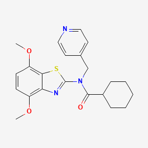 molecular formula C22H25N3O3S B2502109 N-(4,7-diméthoxy-1,3-benzothiazol-2-yl)-N-[(pyridin-4-yl)méthyl]cyclohexanecarboxamide CAS No. 923165-84-8