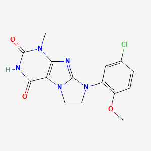 molecular formula C15H14ClN5O3 B2502118 6-(5-Chloro-2-methoxyphenyl)-4-methyl-7,8-dihydropurino[7,8-a]imidazole-1,3-dione CAS No. 887696-30-2