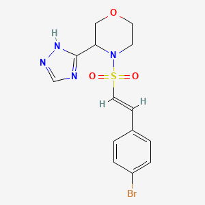 molecular formula C14H15BrN4O3S B2502122 4-[(E)-2-(4-Bromophenyl)ethenyl]sulfonyl-3-(1H-1,2,4-triazol-5-yl)morpholine CAS No. 2224433-59-2