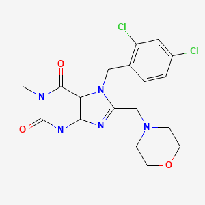 molecular formula C19H21Cl2N5O3 B2502127 7-[(2,4-Dichlorophenyl)methyl]-1,3-dimethyl-8-(morpholin-4-ylmethyl)purine-2,6-dione CAS No. 851940-25-5
