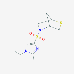 molecular formula C11H17N3O2S2 B2502161 5-((1-ethyl-2-methyl-1H-imidazol-4-yl)sulfonyl)-2-thia-5-azabicyclo[2.2.1]heptane CAS No. 2034292-60-7