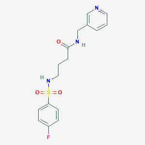 molecular formula C16H18FN3O3S B2502162 4-(4-氟苯磺酰胺)-N-(吡啶-3-基甲基)丁酰胺 CAS No. 919017-67-7