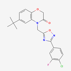 molecular formula C21H19ClFN3O3 B2502178 6-(叔丁基)-4-((3-(4-氯-3-氟苯基)-1,2,4-恶二唑-5-基)甲基)-2H-苯并[b][1,4]恶嗪-3(4H)-酮 CAS No. 1251705-99-3