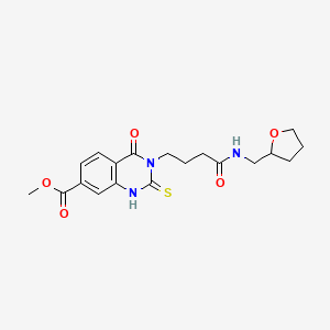 molecular formula C19H23N3O5S B2502184 Methyl 4-oxo-3-(4-oxo-4-(((tetrahydrofuran-2-yl)methyl)amino)butyl)-2-thioxo-1,2,3,4-tetrahydroquinazoline-7-carboxylate CAS No. 946354-33-2