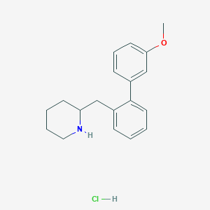 molecular formula C19H24ClNO B2502190 2-[[2-(3-甲氧基苯基)苯基]甲基]哌啶;盐酸盐 CAS No. 2241141-13-7