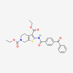 molecular formula C27H26N2O6S B2502191 diethyl 2-(4-benzoylbenzamido)-4,5-dihydrothieno[2,3-c]pyridine-3,6(7H)-dicarboxylate CAS No. 864926-47-6