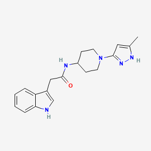 molecular formula C19H23N5O B2502195 2-(1H-吲哚-3-基)-N-(1-(5-甲基-1H-吡唑-3-基)哌啶-4-基)乙酰胺 CAS No. 2034204-47-0