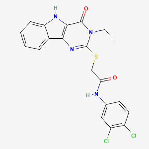 molecular formula C20H16Cl2N4O2S B2502197 N-(3,4-dichlorophenyl)-2-((3-ethyl-4-oxo-4,5-dihydro-3H-pyrimido[5,4-b]indol-2-yl)thio)acetamide CAS No. 888433-33-8