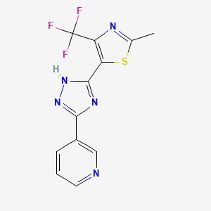 molecular formula C12H8F3N5S B2502199 3-{5-[2-methyl-4-(trifluoromethyl)-1,3-thiazol-5-yl]-4H-1,2,4-triazol-3-yl}pyridine CAS No. 344262-38-0