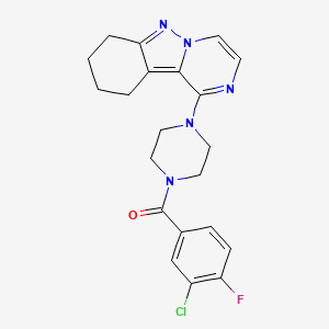 (3-Chloro-4-fluorophenyl)(4-(7,8,9,10-tetrahydropyrazino[1,2-b]indazol-1-yl)piperazin-1-yl)methanone