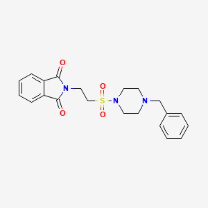 molecular formula C21H23N3O4S B2502212 2-(2-((4-苯甲基哌嗪-1-基)磺酰基)乙基)异吲哚啉-1,3-二酮 CAS No. 919756-90-4