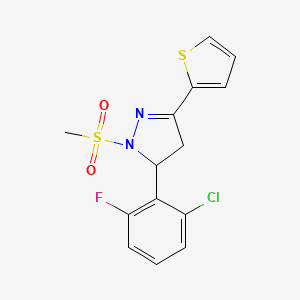 3-(2-Chloro-6-fluorophenyl)-2-methylsulfonyl-5-thiophen-2-yl-3,4-dihydropyrazole