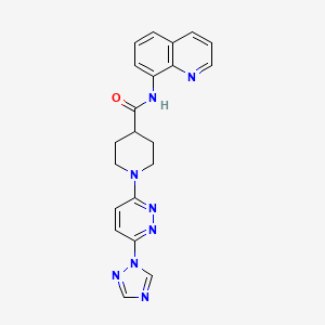 molecular formula C21H20N8O B2502228 1-(6-(1H-1,2,4-triazol-1-yl)pyridazin-3-yl)-N-(quinolin-8-yl)piperidine-4-carboxamide CAS No. 1797186-62-9