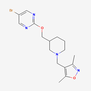 molecular formula C16H21BrN4O2 B2502232 4-[[3-[(5-Bromopyrimidin-2-yl)oxymethyl]piperidin-1-yl]methyl]-3,5-dimethyl-1,2-oxazole CAS No. 2379997-81-4