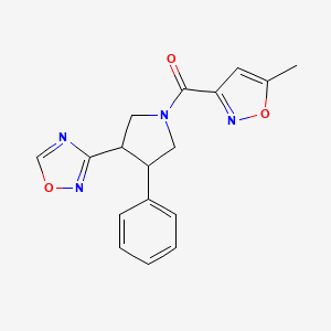 molecular formula C17H16N4O3 B2502240 (3-(1,2,4-噁二唑-3-基)-4-苯基吡咯烷-1-基)(5-甲基异噁唑-3-基)甲酮 CAS No. 2034350-45-1