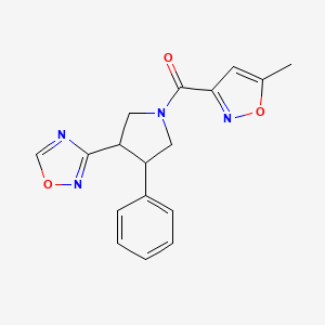 molecular formula C17H16N4O3 B2502240 (3-(1,2,4-Oxadiazol-3-yl)-4-phenylpyrrolidin-1-yl)(5-methylisoxazol-3-yl)methanone CAS No. 2034350-45-1