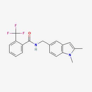 molecular formula C19H17F3N2O B2502251 N-((1,2-dimethyl-1H-indol-5-yl)methyl)-2-(trifluoromethyl)benzamide CAS No. 852137-50-9