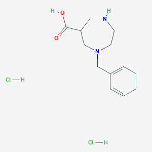 molecular formula C13H20Cl2N2O2 B2502253 1-Benzyl-1,4-diazepane-6-carboxylic acid;dihydrochloride CAS No. 2375273-86-0
