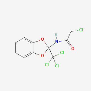 molecular formula C10H7Cl4NO3 B2502259 2-Chloro-N-(2-(trichloromethyl)-1,3-benzodioxol-2-YL)acetamide CAS No. 187086-66-4