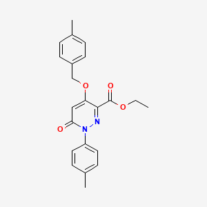 molecular formula C22H22N2O4 B2502267 Ethyl 4-((4-methylbenzyl)oxy)-6-oxo-1-(p-tolyl)-1,6-dihydropyridazine-3-carboxylate CAS No. 899943-30-7