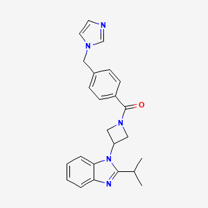 molecular formula C24H25N5O B2502277 [4-(Imidazol-1-ylmethyl)phenyl]-[3-(2-propan-2-ylbenzimidazol-1-yl)azetidin-1-yl]methanone CAS No. 2415553-58-9