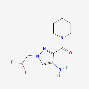 molecular formula C11H16F2N4O B2502279 1-(2,2-Difluoroethyl)-3-(piperidin-1-ylcarbonyl)-1H-pyrazol-4-amine CAS No. 2101195-07-5