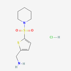 molecular formula C10H17ClN2O2S2 B2502283 [5-(Piperidine-1-sulfonyl)thiophen-2-yl]methanamine hydrochloride CAS No. 1049741-22-1