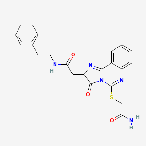 molecular formula C22H21N5O3S B2502294 2-(5-((2-amino-2-oxoethyl)thio)-3-oxo-2,3-dihydroimidazo[1,2-c]quinazolin-2-yl)-N-phenethylacetamide CAS No. 1024515-89-6