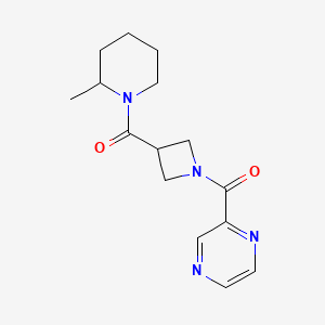 molecular formula C15H20N4O2 B2502300 (2-甲基哌啶-1-基)(1-(吡嗪-2-羰基)氮杂环丁-3-基)甲苯酮 CAS No. 1396845-95-6