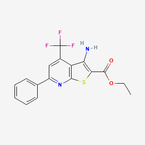 molecular formula C17H13F3N2O2S B2502301 Ethyl 3-amino-6-phenyl-4-(trifluoromethyl)thieno[2,3-b]pyridine-2-carboxylate CAS No. 299165-10-9