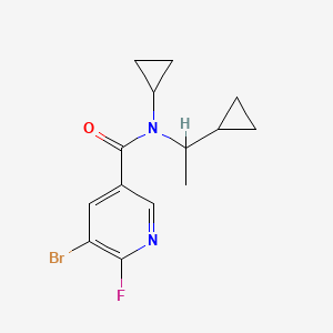 molecular formula C14H16BrFN2O B2502303 5-bromo-N-cyclopropyl-N-(1-cyclopropylethyl)-6-fluoropyridine-3-carboxamide CAS No. 2094453-54-8