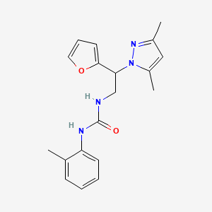 molecular formula C19H22N4O2 B2502312 1-(2-(3,5-dimethyl-1H-pyrazol-1-yl)-2-(furan-2-yl)ethyl)-3-(o-tolyl)urea CAS No. 2034565-86-9