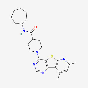 molecular formula C24H31N5OS B2502320 N-cycloheptyl-1-(11,13-dimethyl-8-thia-3,5,10-triazatricyclo[7.4.0.02,7]trideca-1(9),2(7),3,5,10,12-hexaen-6-yl)piperidine-4-carboxamide CAS No. 1114876-91-3