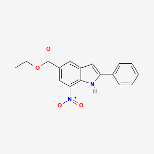 molecular formula C17H14N2O4 B2502323 7-硝基-2-苯基-1H-吲哚-5-羧酸乙酯 CAS No. 1120334-30-6