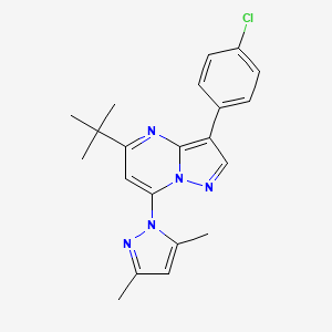 molecular formula C21H22ClN5 B2502324 5-Tert-butyl-3-(4-chlorophenyl)-7-(3,5-dimethylpyrazol-1-yl)pyrazolo[1,5-a]pyrimidine CAS No. 956048-99-0