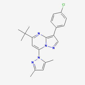 molecular formula C21H22ClN5 B2502324 5-叔丁基-3-(4-氯苯基)-7-(3,5-二甲基吡唑-1-基)吡唑并[1,5-a]嘧啶 CAS No. 956048-99-0