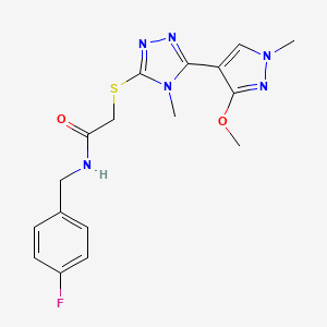 N-(4-fluorobenzyl)-2-((5-(3-methoxy-1-methyl-1H-pyrazol-4-yl)-4-methyl-4H-1,2,4-triazol-3-yl)thio)acetamide