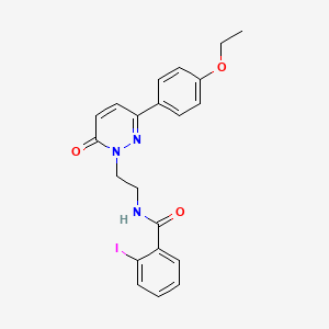 molecular formula C21H20IN3O3 B2502334 N-(2-(3-(4-ethoxyphenyl)-6-oxopyridazin-1(6H)-yl)ethyl)-2-iodobenzamide CAS No. 921533-90-6