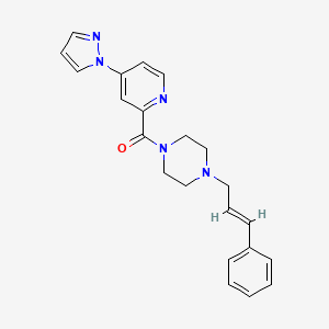 molecular formula C22H23N5O B2502344 (E)-(4-(1H-pyrazol-1-yl)pyridin-2-yl)(4-cinnamylpiperazin-1-yl)methanone CAS No. 1421588-14-8
