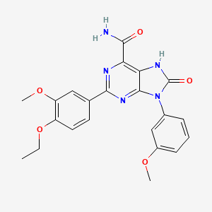 molecular formula C22H21N5O5 B2502346 2-(4-乙氧基-3-甲氧基苯基)-9-(3-甲氧基苯基)-8-氧代-8,9-二氢-7H-嘌呤-6-甲酰胺 CAS No. 899970-87-7